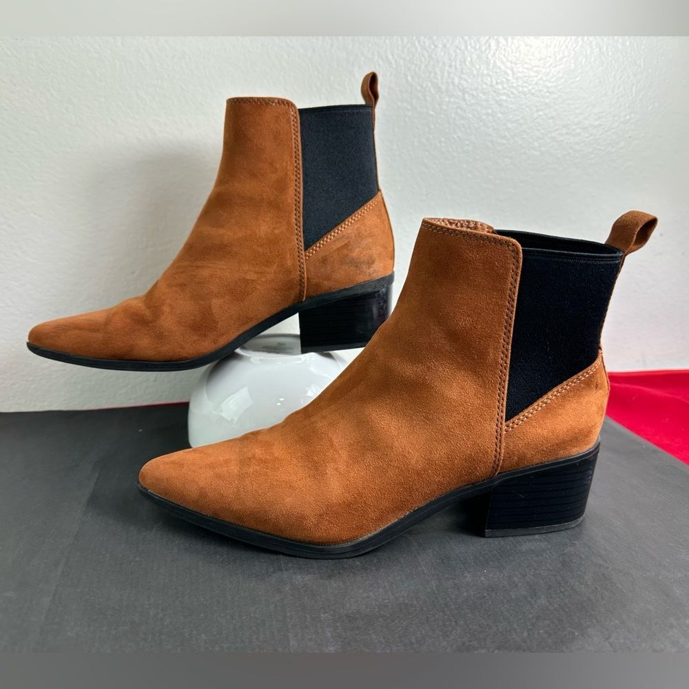 A New Day Gwen Women’s Cognac Brown Faux Suede Ankle Boots Comfort Heel, Sz 7 - Picture 6 of 13